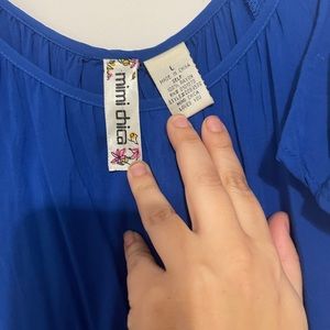 Mimi Chica Blue tank dress with attached sleeves! Super flattering!
